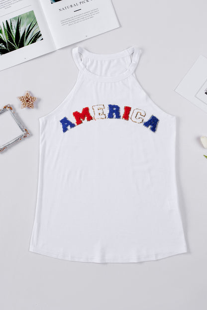 Chenille America Graphic Tank Top | White