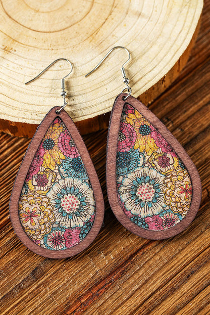 Contrast Trim Floral Print Drop Earrings | Multicolour