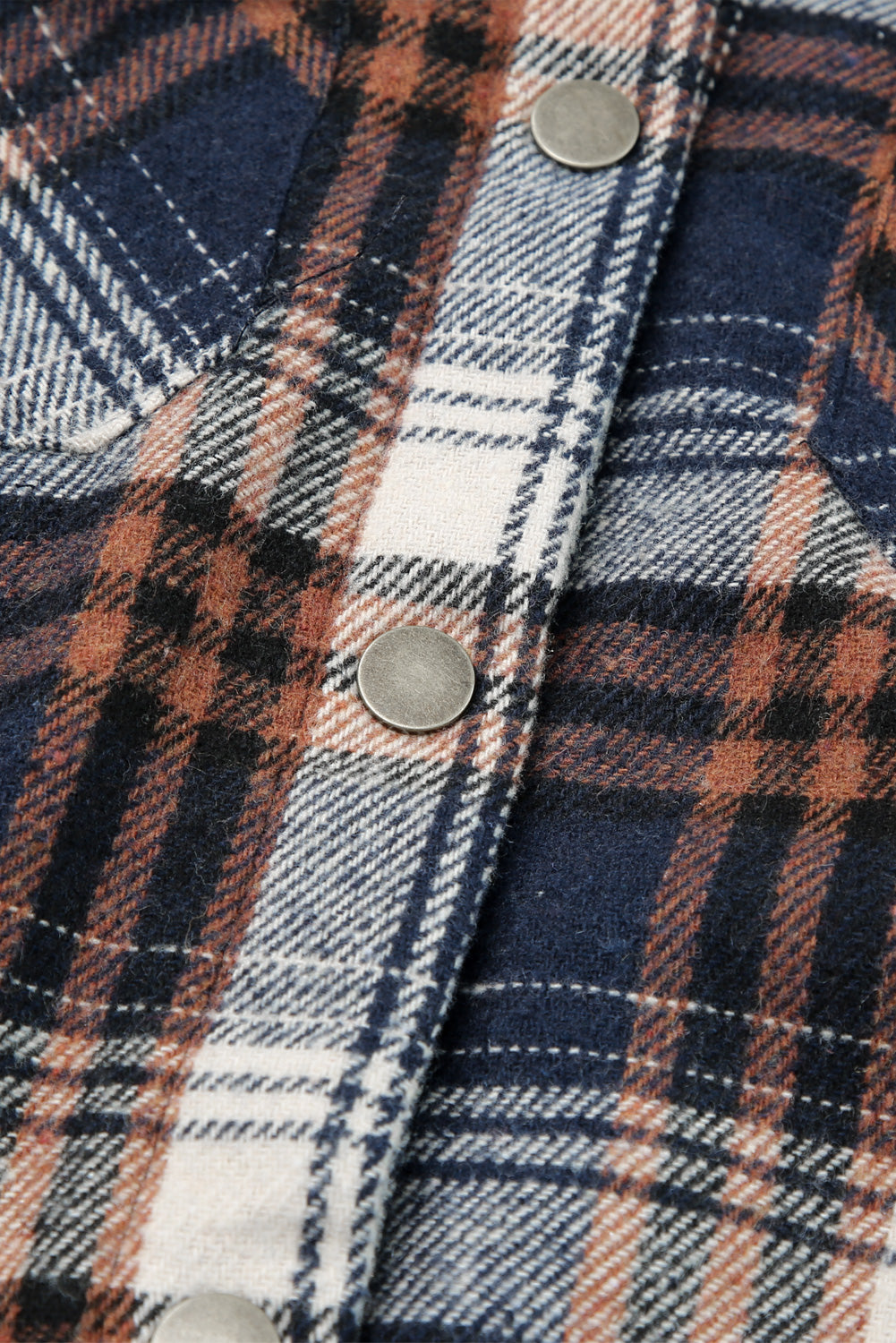 Plaid Pattern Sherpa Lined Hooded Shacket | Blue