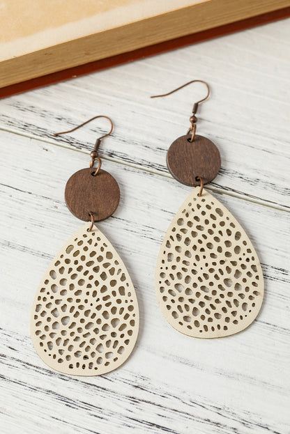 Colourblock Cut-Out Water Drop Hook Earrings | Apricot