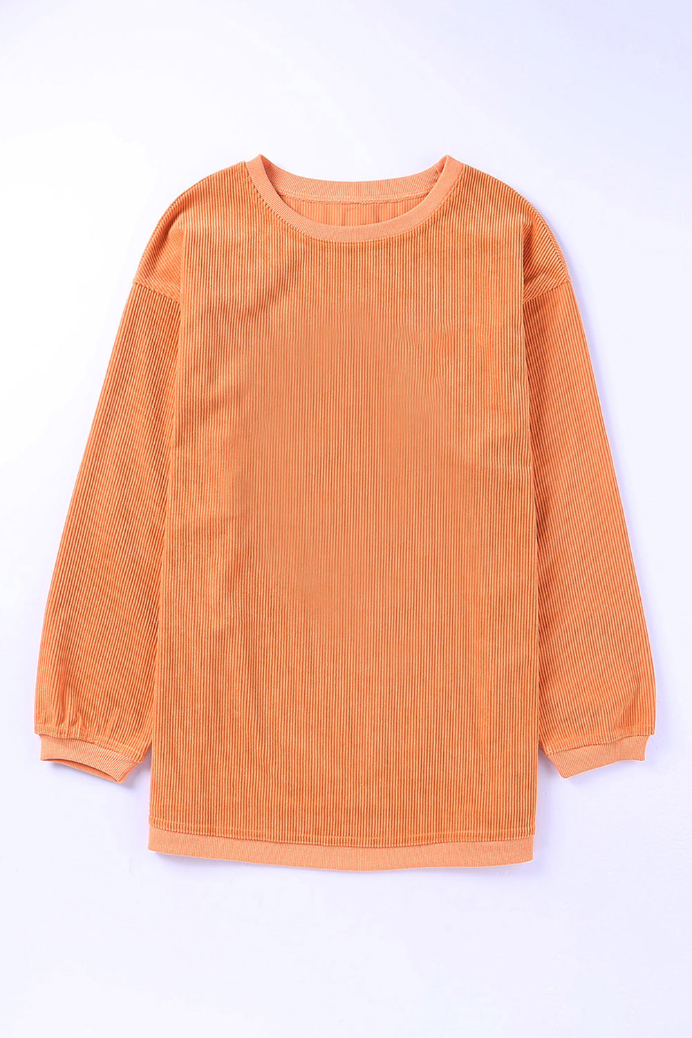 Spooky Season Ghost Print Ribbed Pullover Sweatshirt | Orange