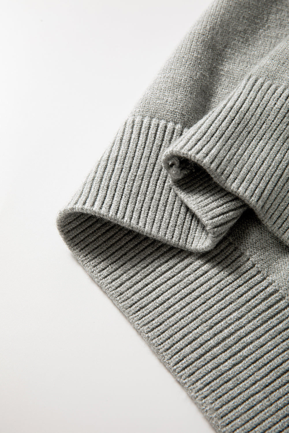 Pearled Drop Shoulder Round Neck Sweater | Light Grey