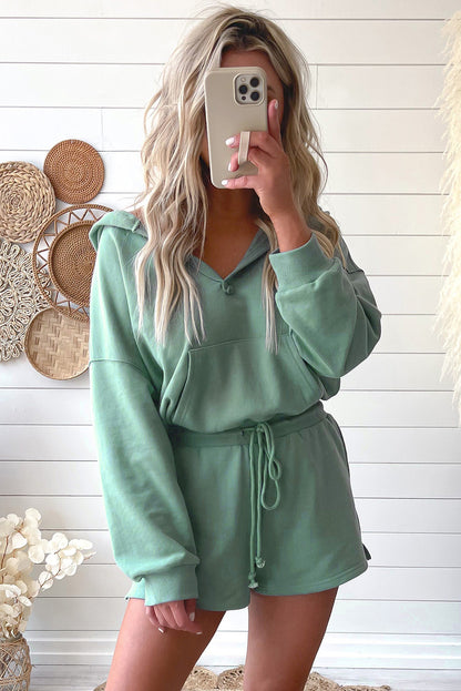 French Terry Hoodie Romper | Blue