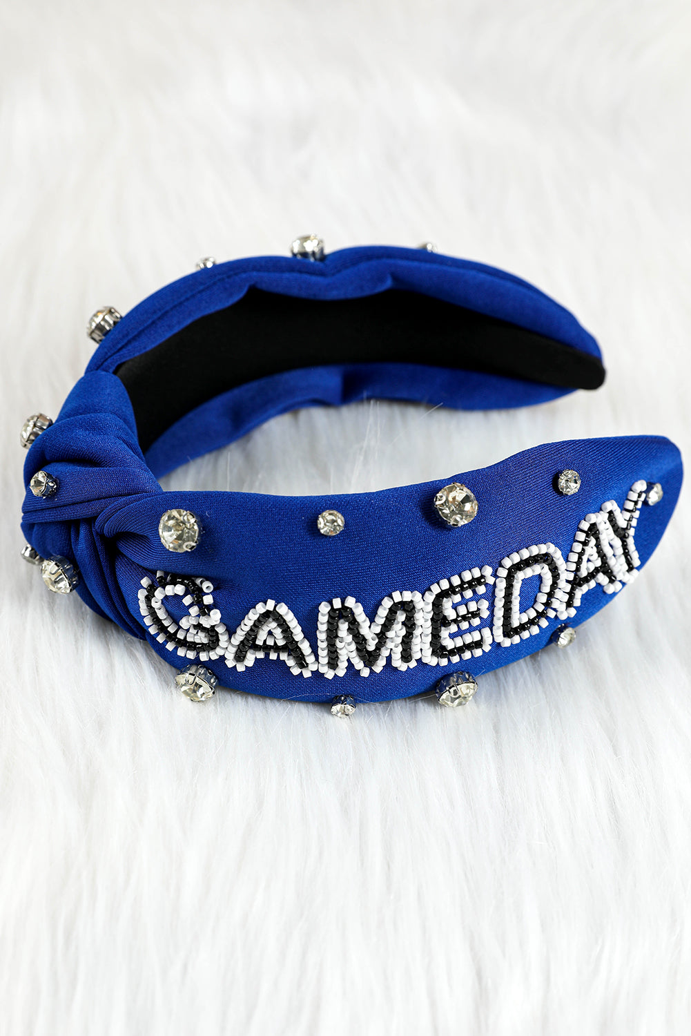 Game Day Rugby Football Season Diamond Knotted Headband | Dark Blue