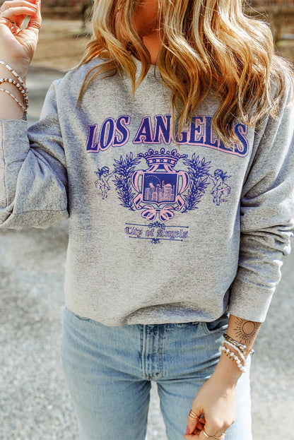 Los Angeles Graphic Crew Neck Sweatshirt | Gray