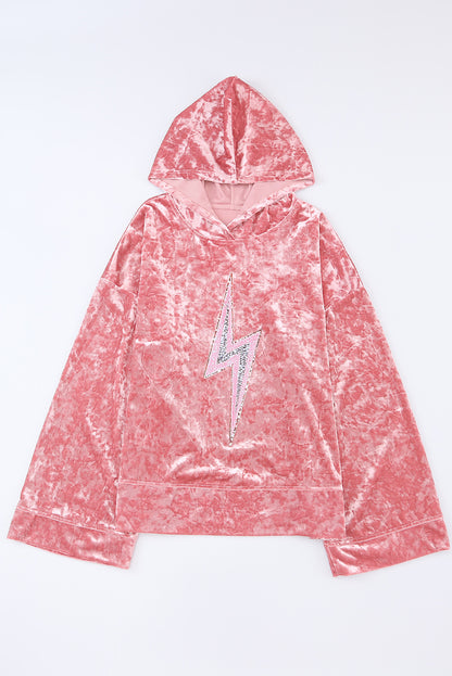 Thunder Bolt Sequin Oversized Hoodie | Pink