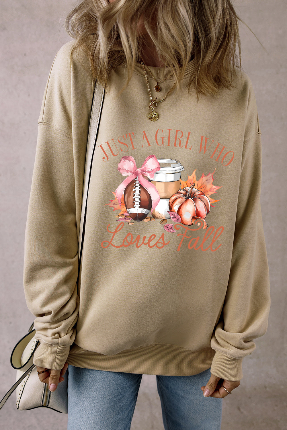 Just A Girl Who Loves Fall Printed Sweatshirt | Parchment