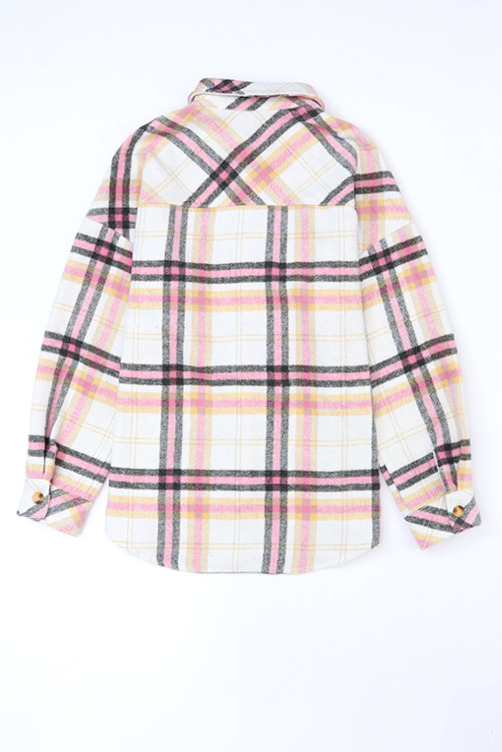 Plaid Button Front Chest Pocket Shacket | Pink