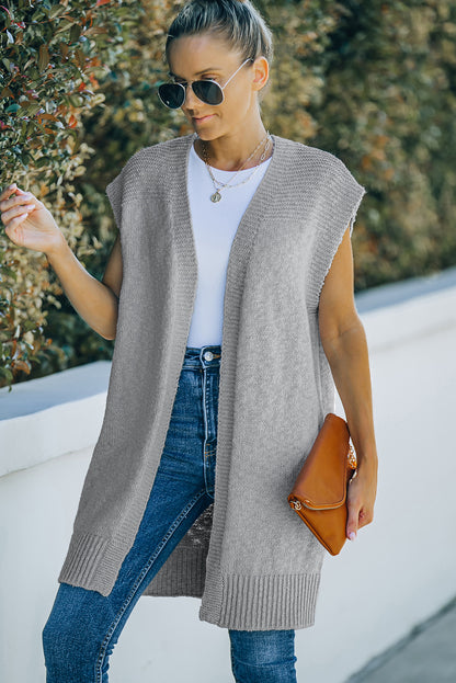 Basic Vest Cardigan Sweater | Gray