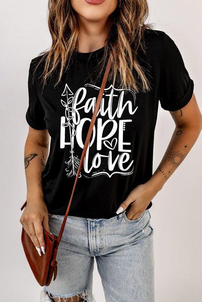 Faith Hope Love Graphic T Shirt | Black