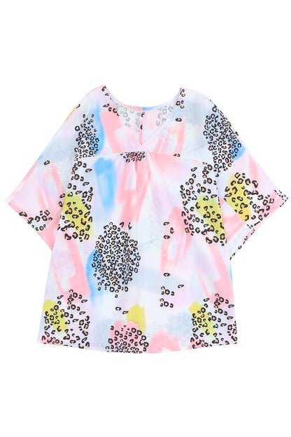 Animal Watercolour Mixed Print Loose Top | White