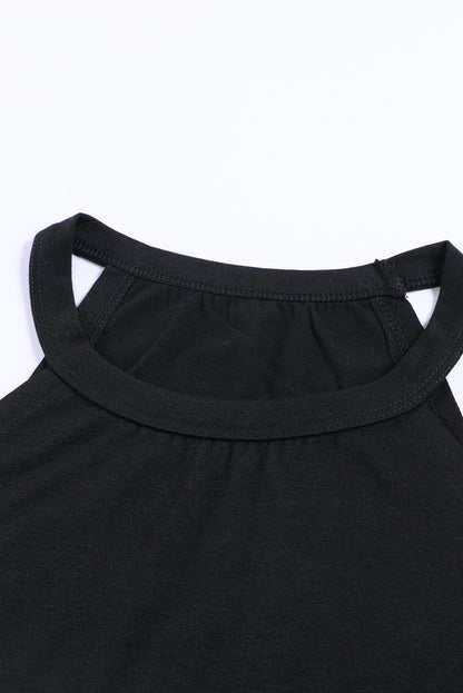 Solid Colour Crew Neck Tank Top | Black