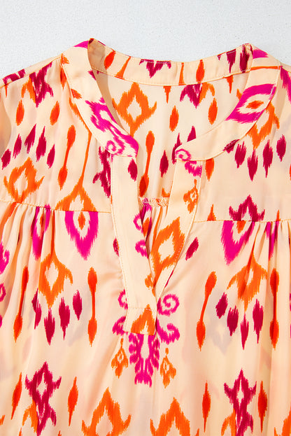 Western Abstract Geometric Printed Maxi Dress | Orange