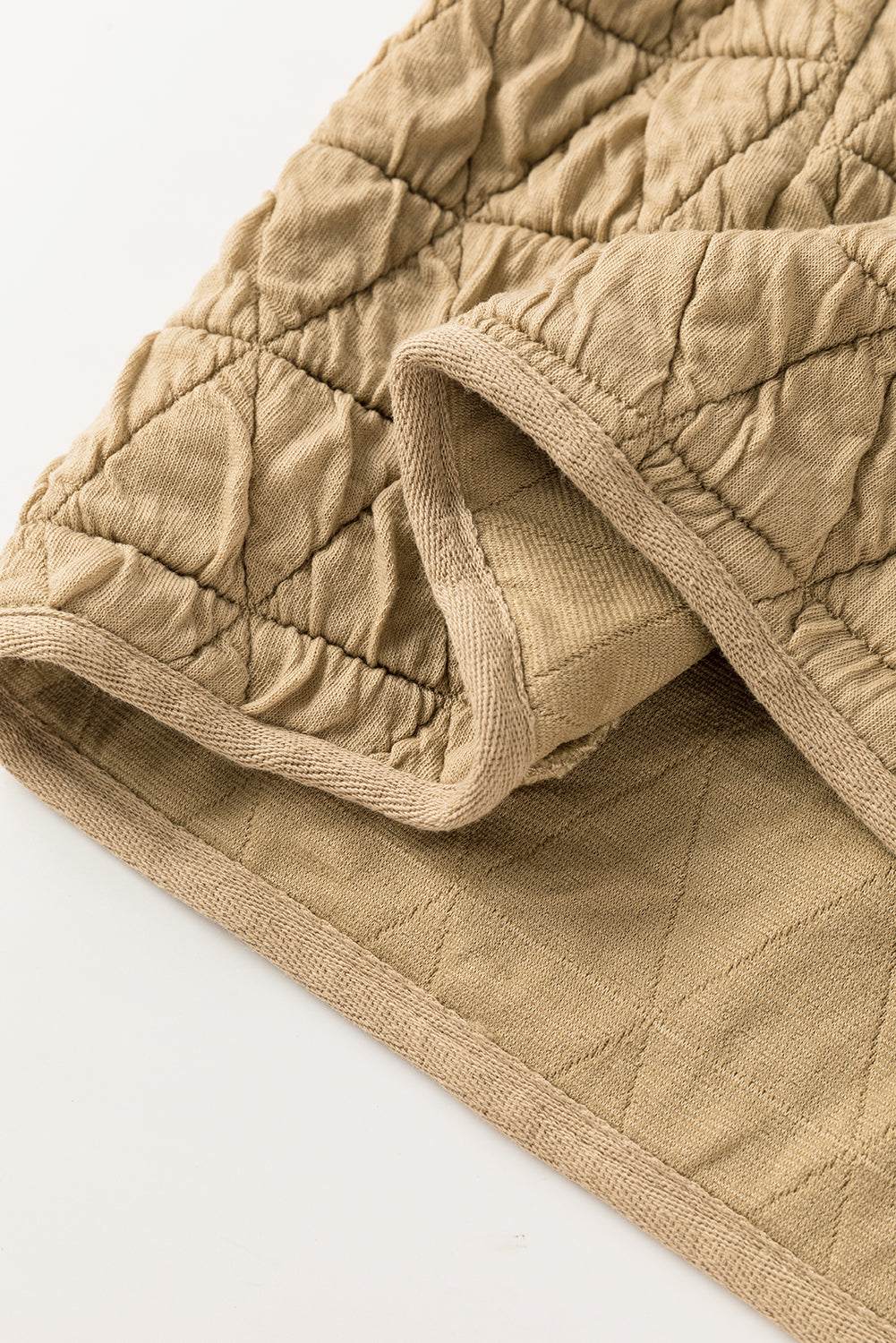 Quilted Button Front Funnel Neck Jacket | Khaki