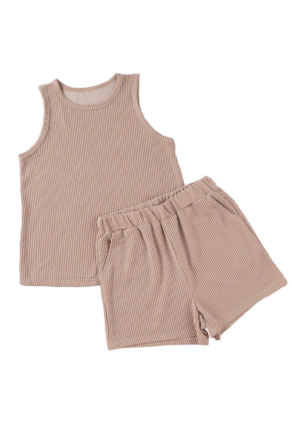 Corded Sleeveless Top And Pocketed Shorts Set | Smoke Gray