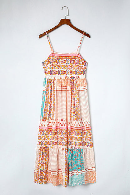 Boho Patchwork Print Square Neck Sundress | Multicolour