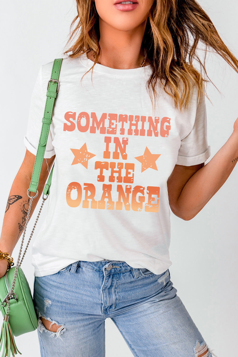 Something In The Orange Graphic Crew Neck T Shirt | White