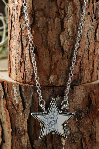 Star Shape Pendant Chain Necklace | White