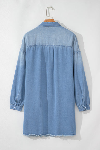 Risen Medium Washed Denim Shirt Dress | Beau Blue