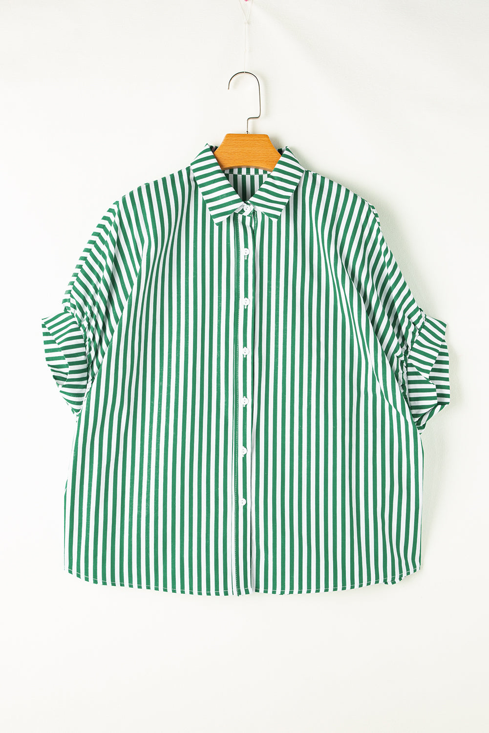 Dolman Sleeve Oversize Shirt | Green Stripe