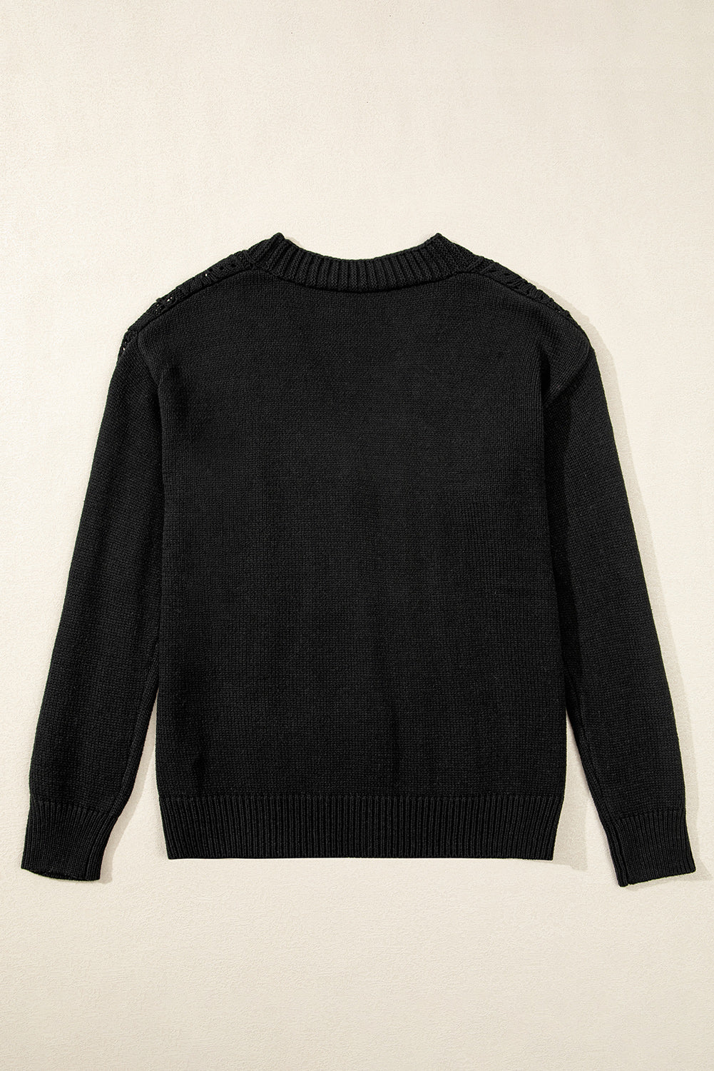 Open Knit Drop Shoulder Sweater Cardigan | Black