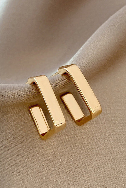 Square Hook Plated Alloy Stud Earrings | Gold