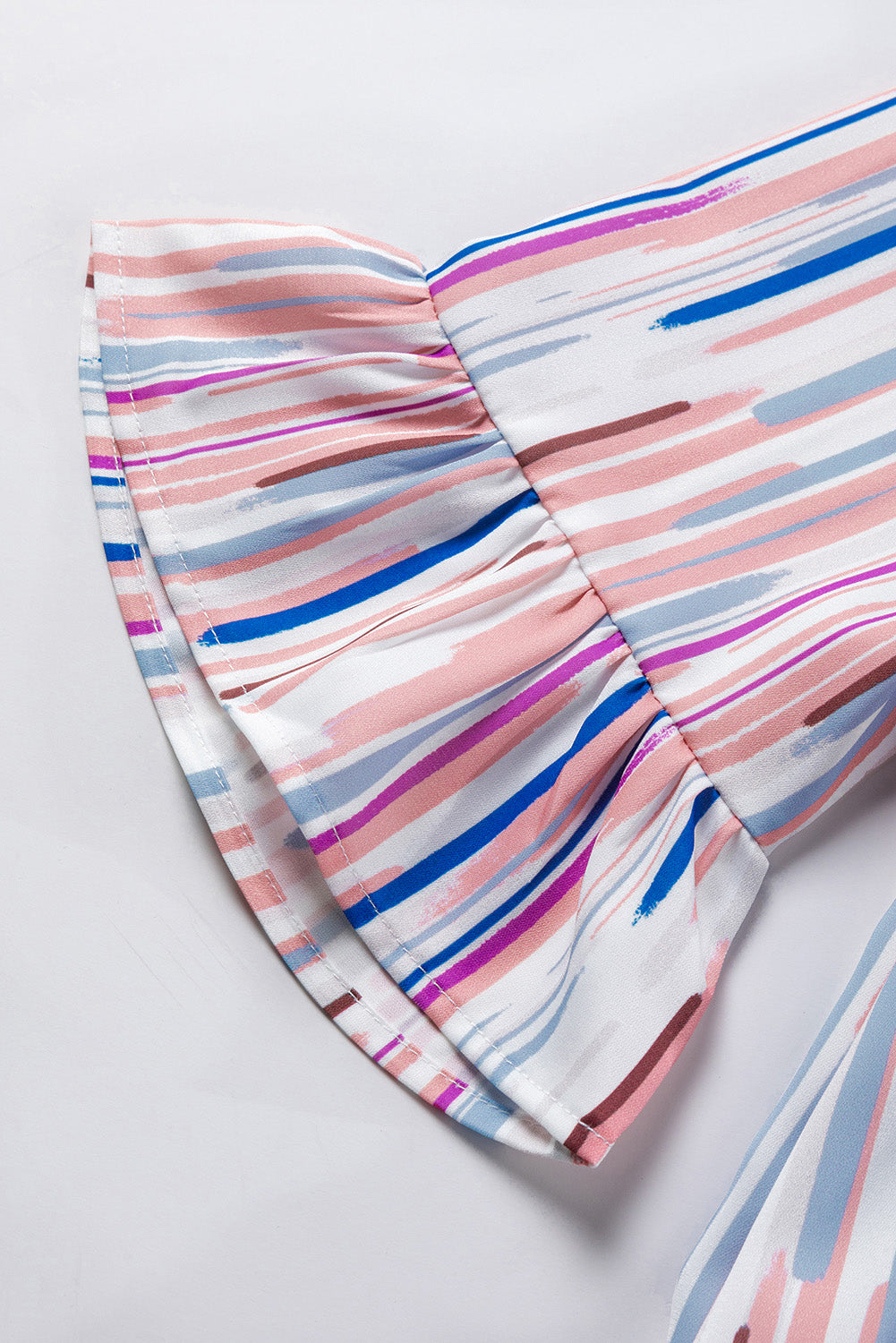 Multicolour Striped Splash Half Sleeve Blouse | White