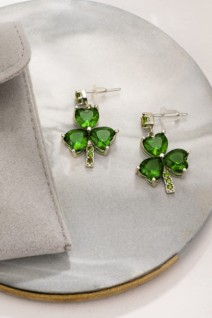 Clover Diamond Studded Dangle Earrings | Mist Green