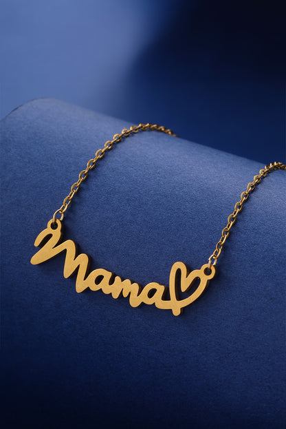 Mama Heart Pendant Chain Necklace | Gold