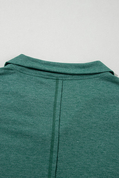 Exposed Seam Collared Pocketed Loose Sweatshirt | Evergreen