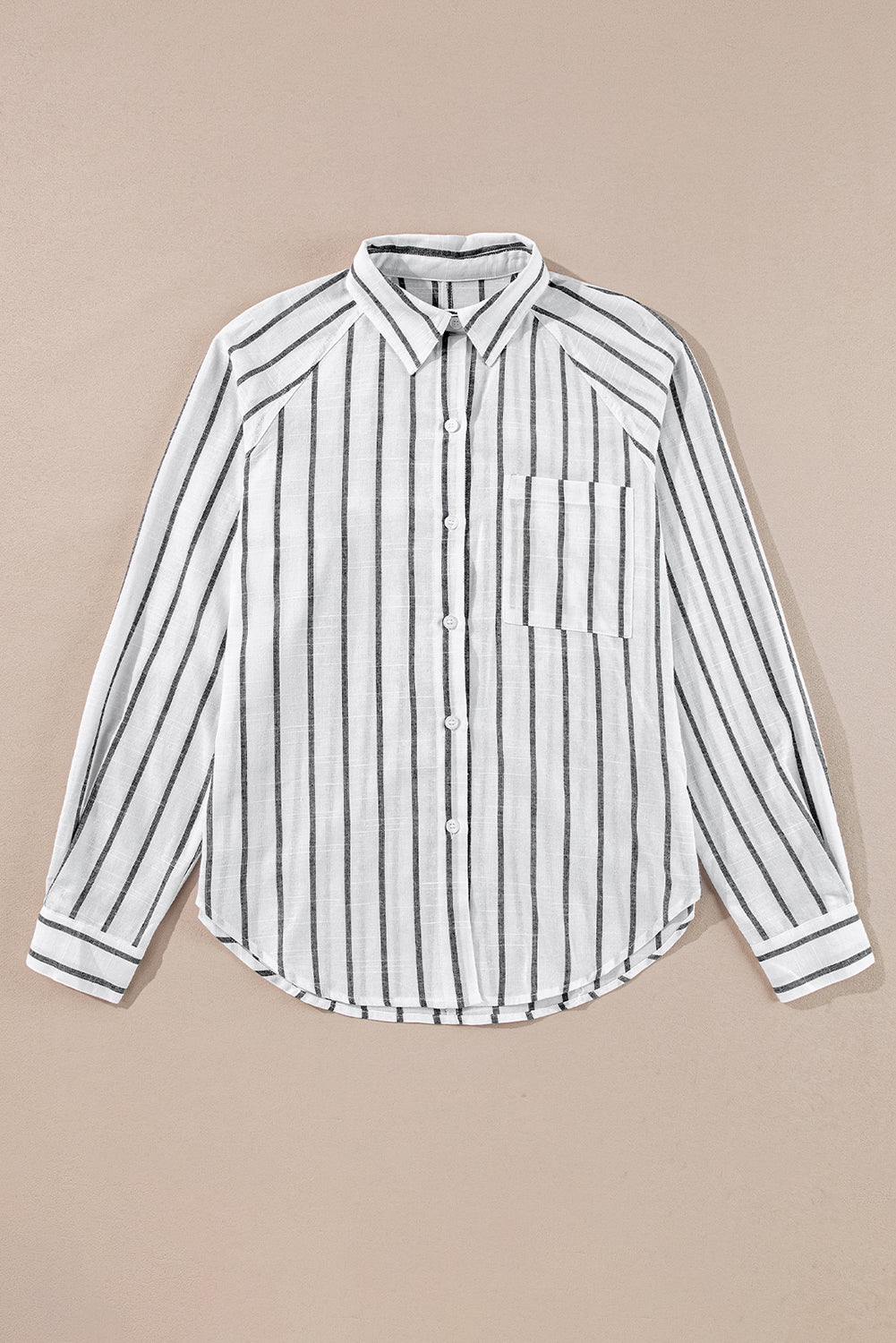 Chest Pocket Buttoned Oversized Shirt | Black Stripe