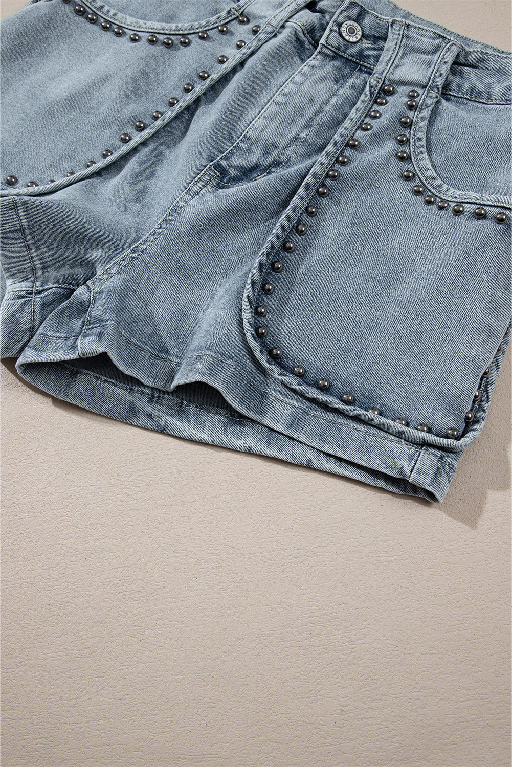 Studded Acid Wash Jean Shorts | Dusk Blue