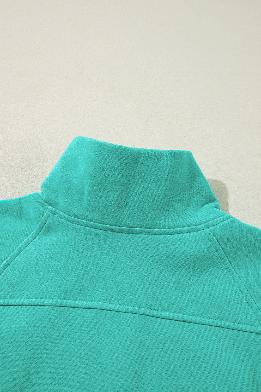 Fleece Lined Zip Up Stand Collar Thumbhole Sleeve Sweatshirt | Sea Green