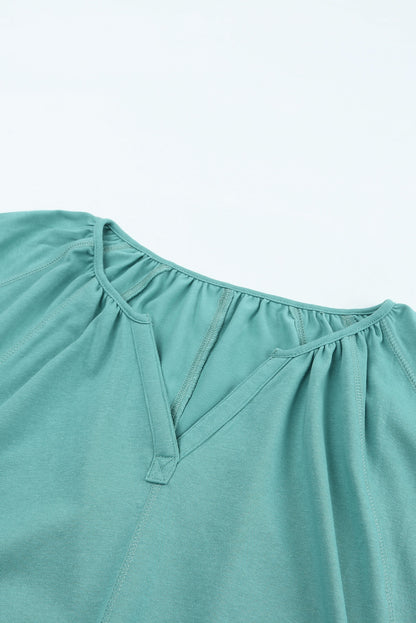 Split V Neck Dolman Top | Green