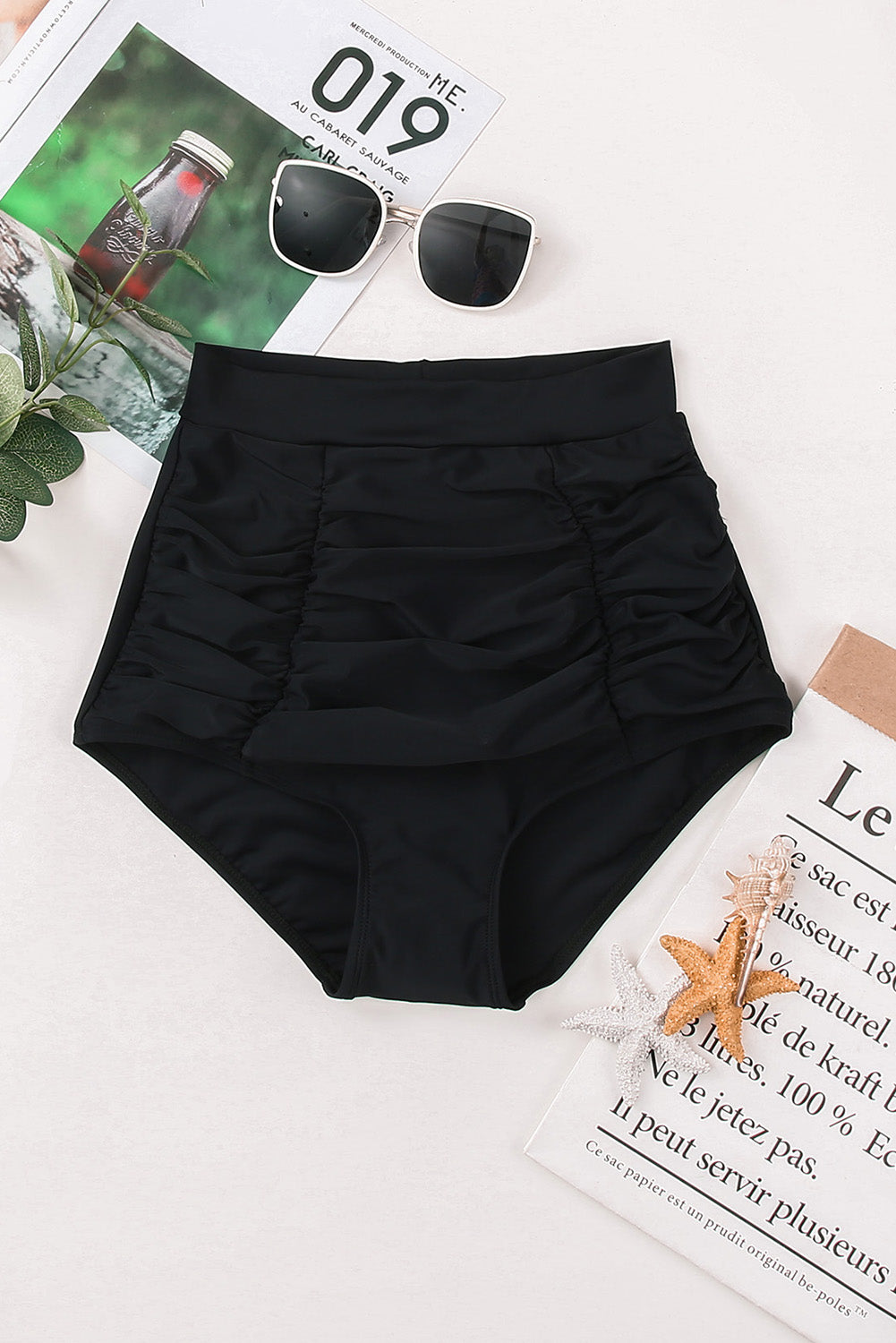 Retro High Waisted Swim Short | Black