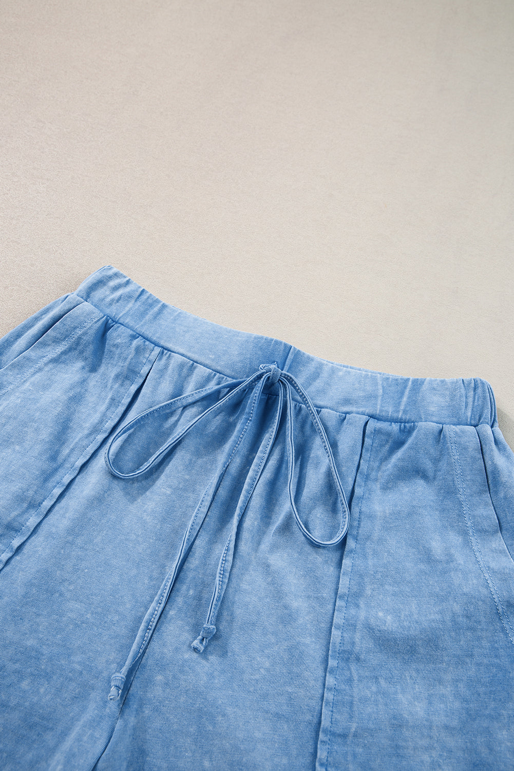 Mineral Wash Tee And Drawstring Shorts Set | Dusk Blue