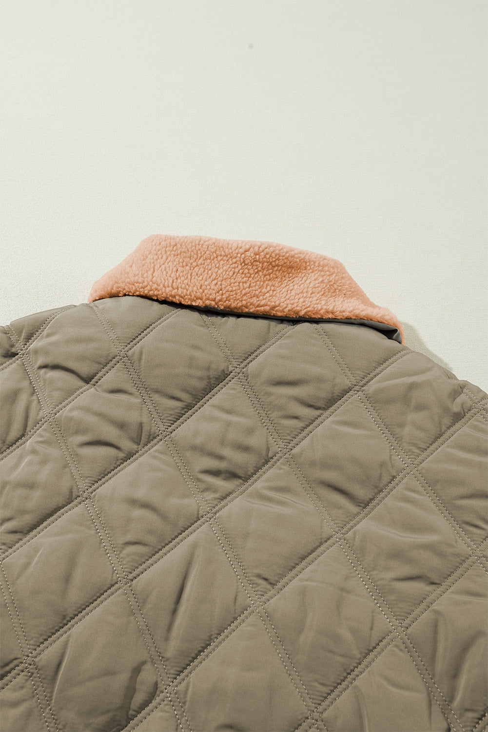 Teddy Collar Flap Pockets Quilted Puffer Jacket | Jungle Green