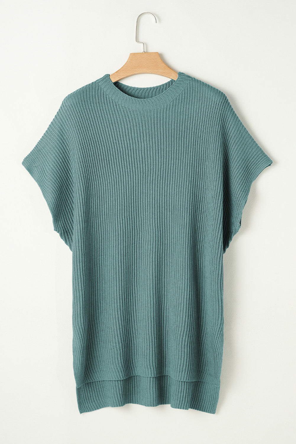 Short Sleeve Side Slit Oversized Sweater | Haze Blue