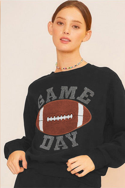 Game Day Rugby Football Graphic Pullover And Shorts Casual Outfit | Black