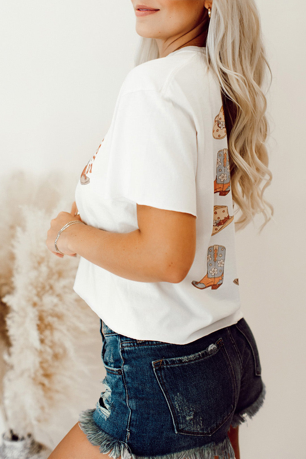 Double-Side Cowboy Hat & Boots Graphic Tee | White