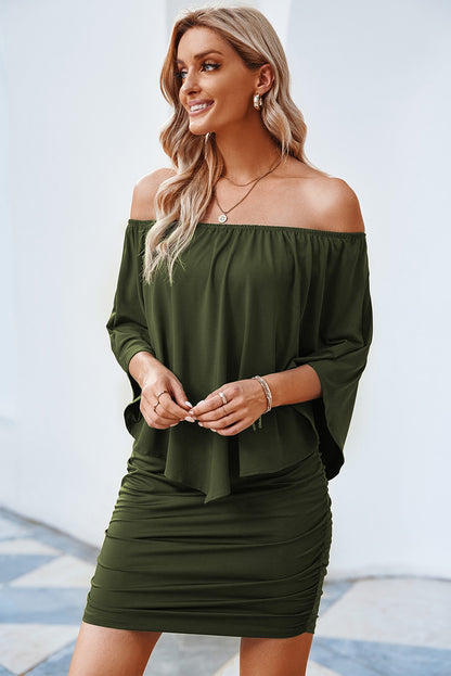 Dressing Layered Army Green Mini Poncho Dress | as shown