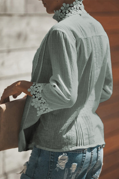 Sweet Mary Crochet Lace Top | Gray