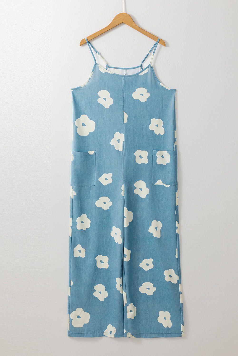 Flower Wide Leg Loose Jumpsuit | Blue