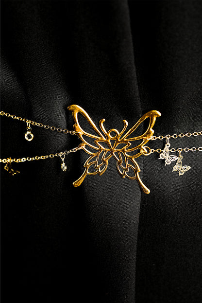 Butterfly Decor Tassel Plate Alloy Layered Waist Chain | Gold