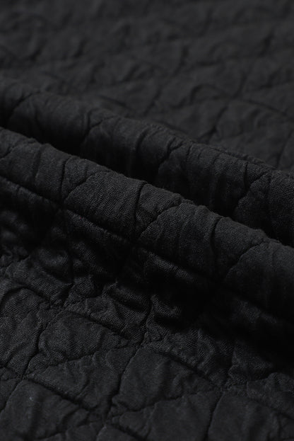 Solid Quilted Pullover And Pants Outfit | Black