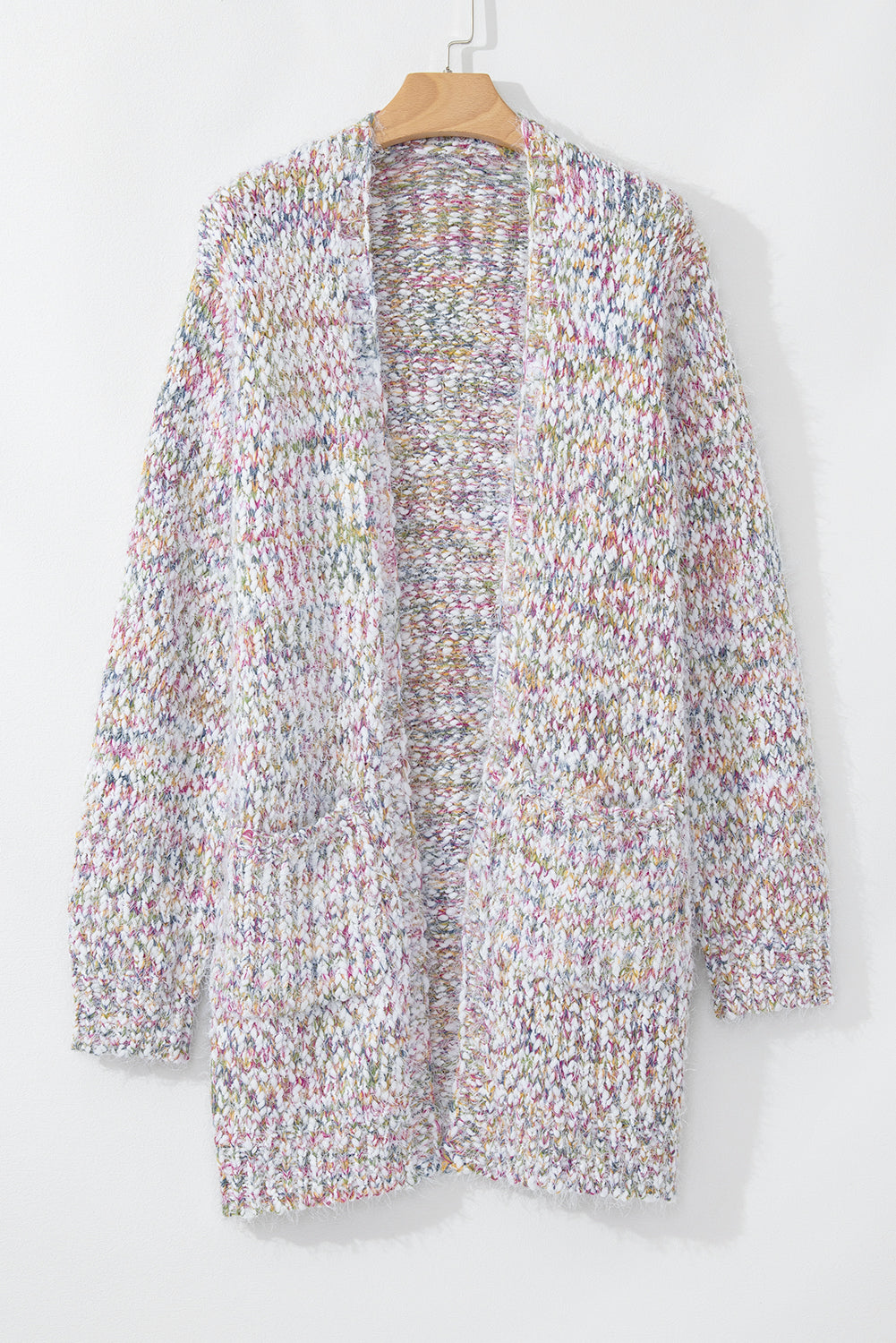 Multicolour Confetti Open Front Knit Cardigan | Yellow