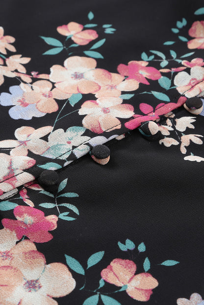 Wildflower Print Chiffon Blouse | Black