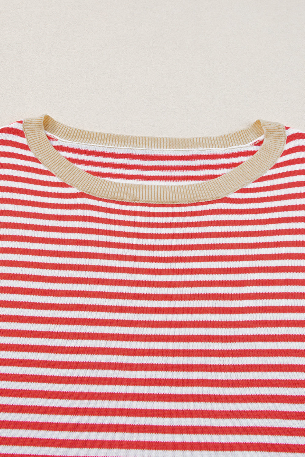 Contrast Trimmed Striped Drop Shoulder Sweater | Fiery Red