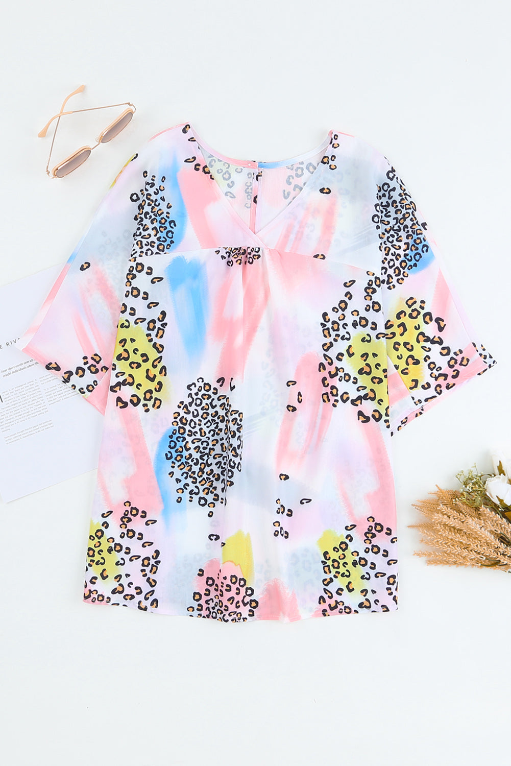 Animal Watercolour Mixed Print Loose Top | White