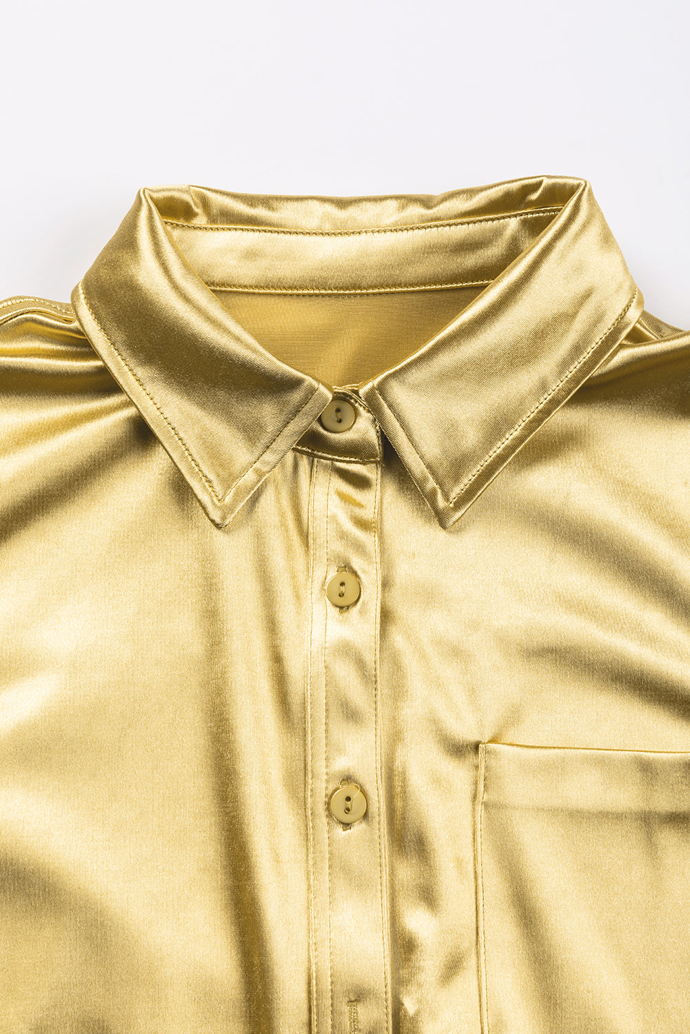 Metallic Luster Chest Pocket Shirt | Gold